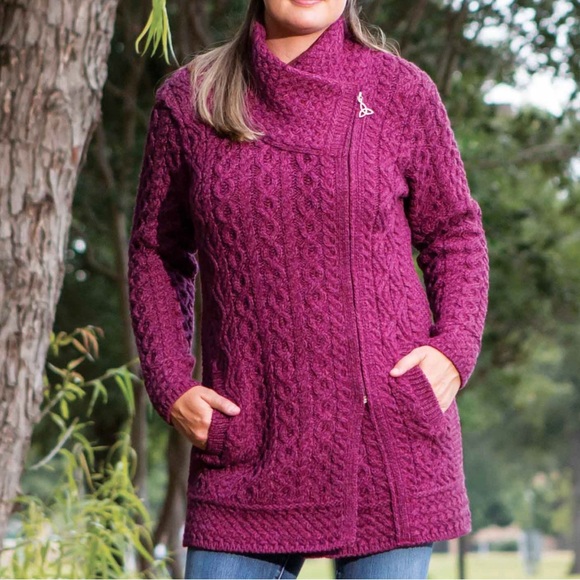 Aran Crafts Knit 100% merino wool cardigan/jacket - Picture 4 of 13